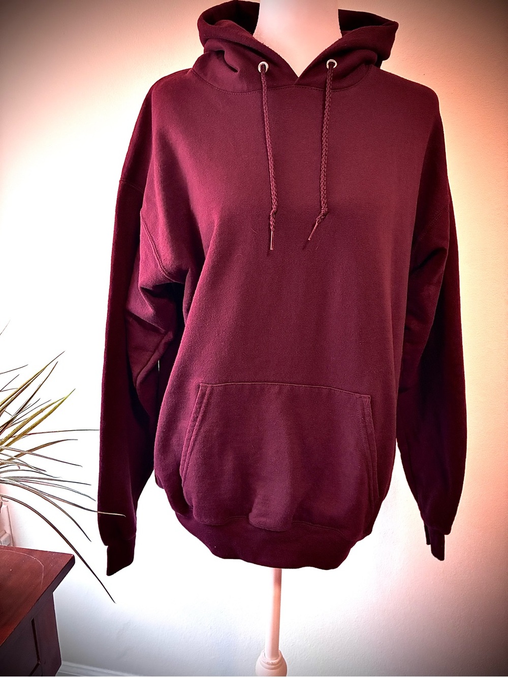 Hanes Eco-Smart Unisex Maroon Heavy Pullover Hoodie